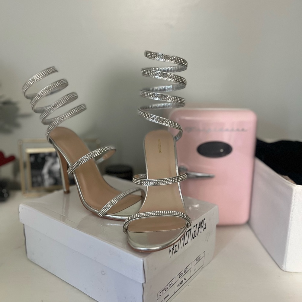 Silver Jewel Diamanté Heel from pretty little thing